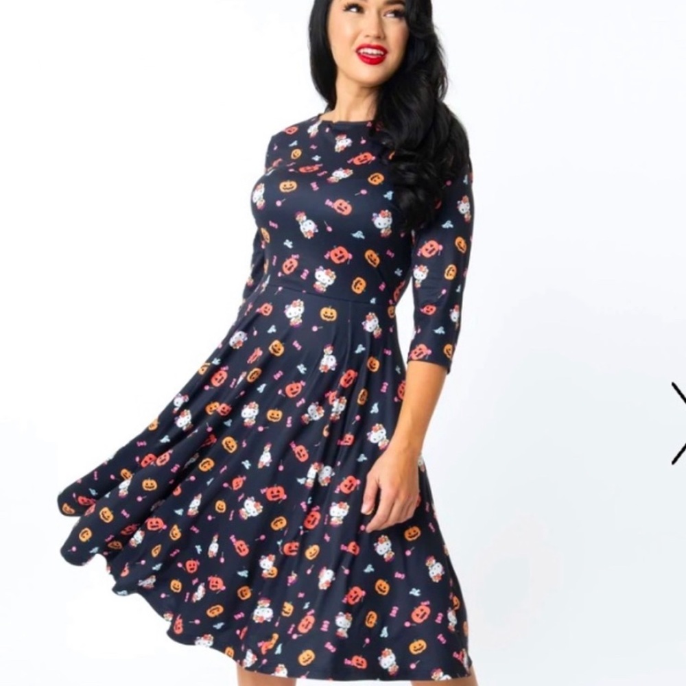 Hello Kitty x Unique Vintage Halloween Treats Nicole Swing Dress - 3X/20